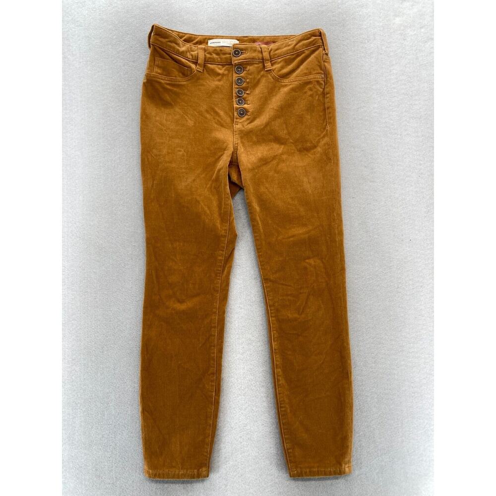 Anthropologie Pilcro Skinny Pants Women's 29 Brown Corduroy Stretch Button Fly